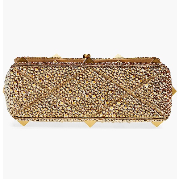 NEWš„Valentino Garavani Roman Stud Crystal Embellished MatelassĆ© Satin Bagš„ - Picture 5 of 13